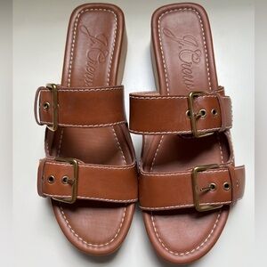 J. Crew Leather Double Buckle-Strap Sandals